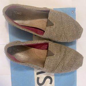 Tom’s - Metallic Brown Tweed Espadrilles - Size 10